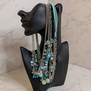 Turquoise Multi-Chain Statement Necklace Collection - Women Jewelry